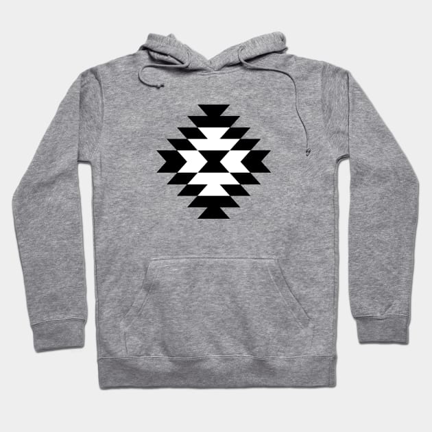 Aztec Stylized Symbol Black and White Hoodie by NataliePaskell